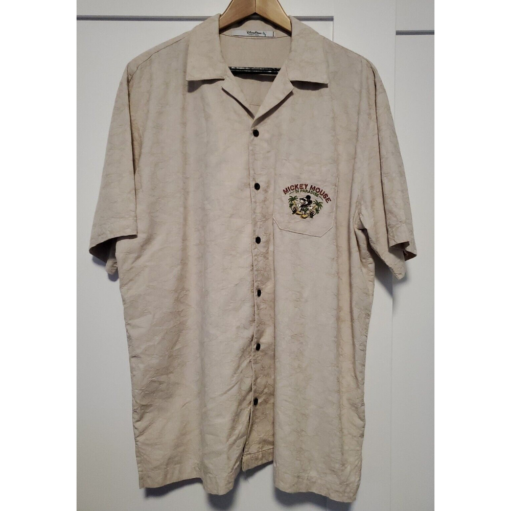 Disney Parks Mens Mickey Mouse In Paradise Hawaiian Floral Button Up Shirt Med